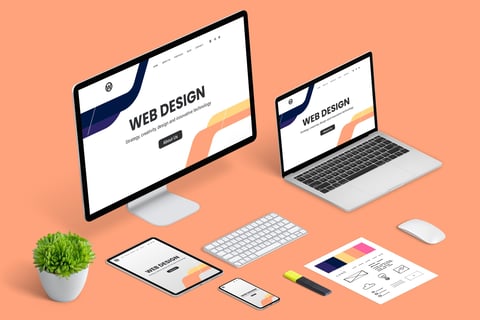 Responsive web design studio page presentation concept