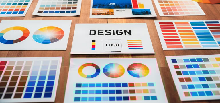 Brand identity color palette and design elements