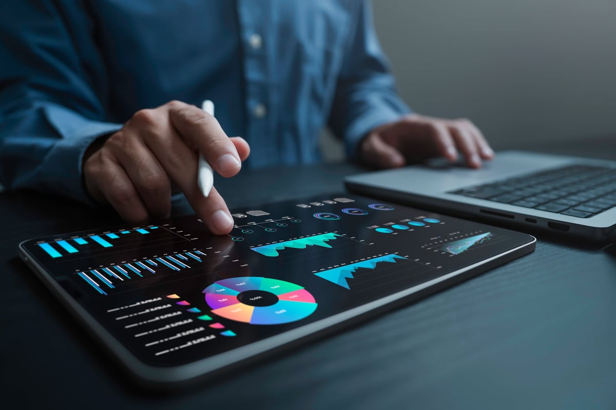 SEO analytics dashboard with data visualization