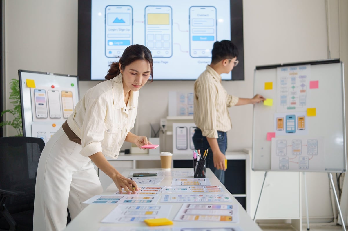 UX designer planning web design interface